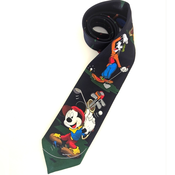 Golfing Mickey Mouse Necktie MICKEY UNLIMITED Goofy Donald Duck Golf Golfer Tie - Picture 2 of 11